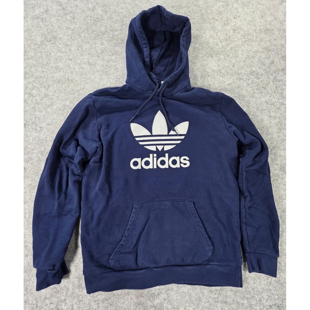 Adidas Originals Trefoil Hoodie Men's Medium Navy White Sweatshirt Heavyweight